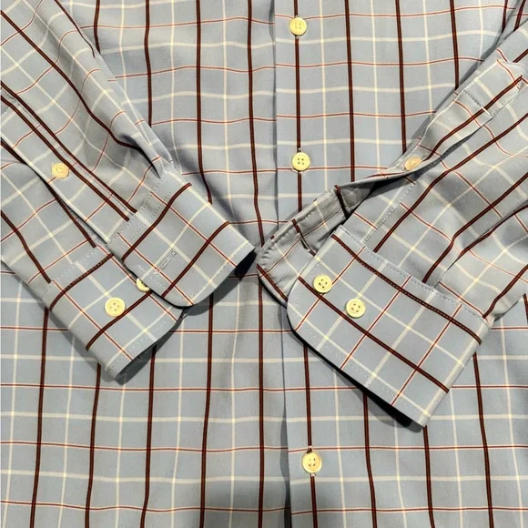 Haggar Blue Dress Shirt with Pinstripes and Tailored Fit - Picture 3 of 4